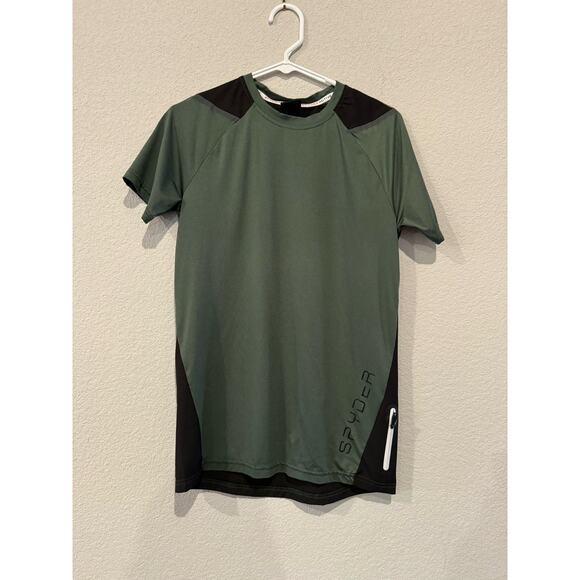 Spyder Active Men's Size Small Athletic‎ Short Sleeve Crewneck Shirt Green/Black - Picture 1 of 4